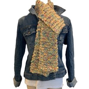 CHUNKY Horizontal Rib Knit Stitch Yellow Scarf